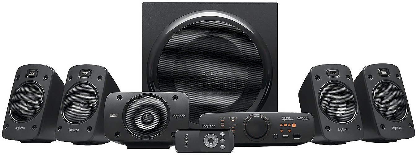 Logitech Z906 professional speaker system with subwoofer and control console loading=