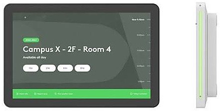 A meeting room scheduling panel showing room availability