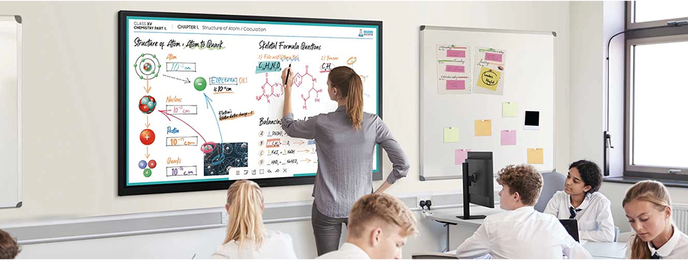 Samsung Flip interactive display used by a teacher in a classroom